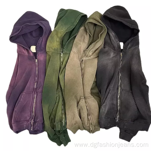 Oversized Plain Olive Green Graphic Pullover Hoodies